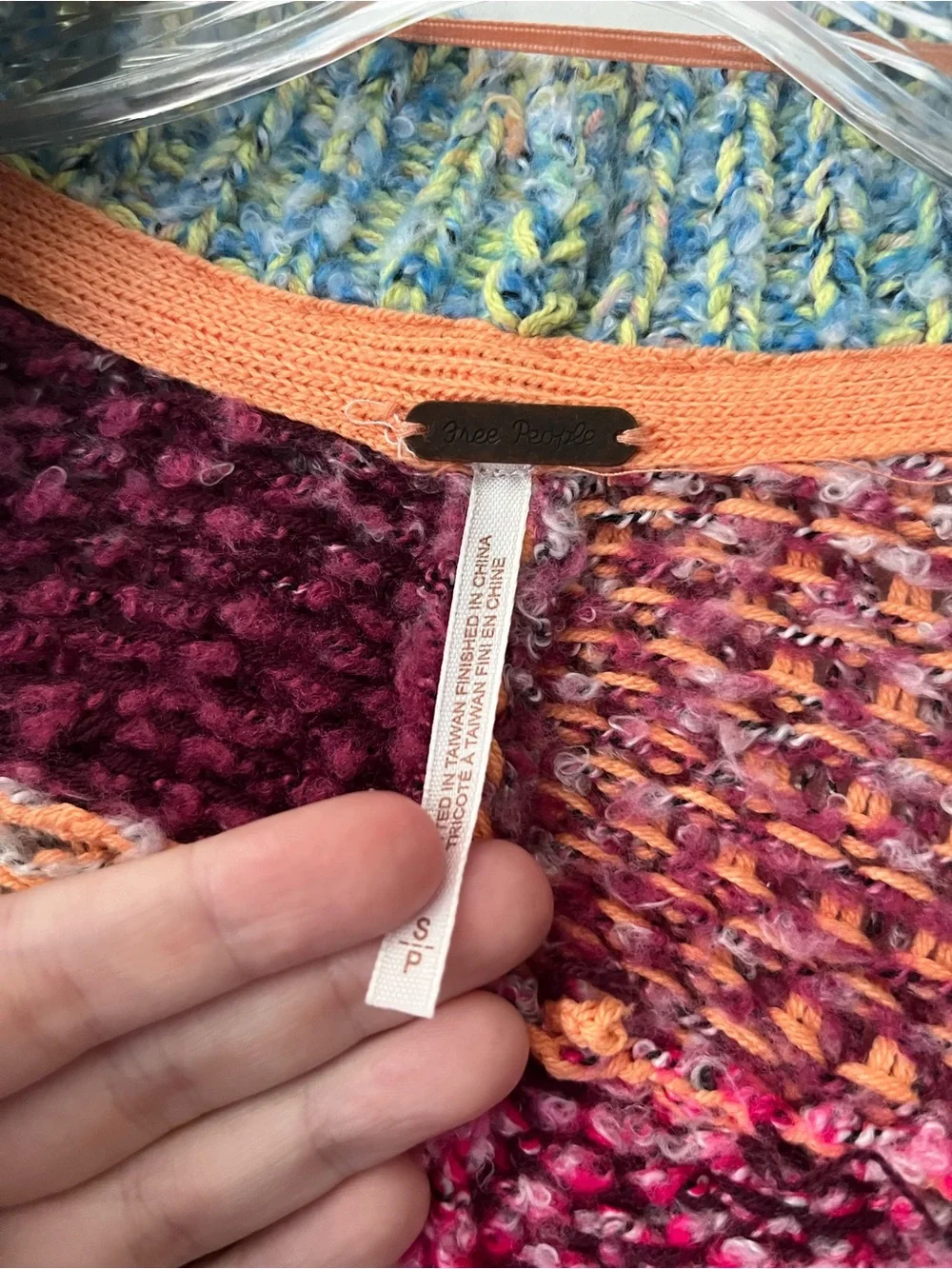 Free People Daydreamer Cardigan Sweater Oversized Rainbow Knit Hippie Boho Small - Picture 11 of 14